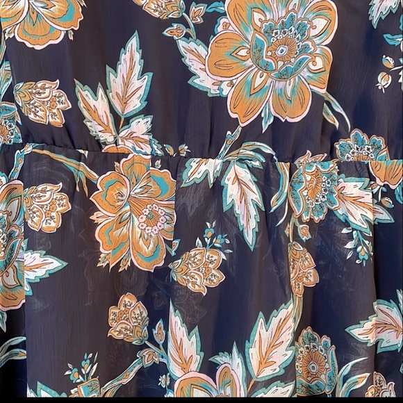 J. Crew Factory V-neck tiered mini dress in Navy Golden Honey - Picture 4 of 9